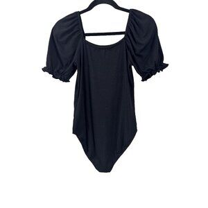 Poof New York Black Puff short Sleeve Bodysuit sz medium one piece